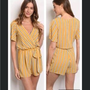 ADORA Yellow Striped Jumpsuit